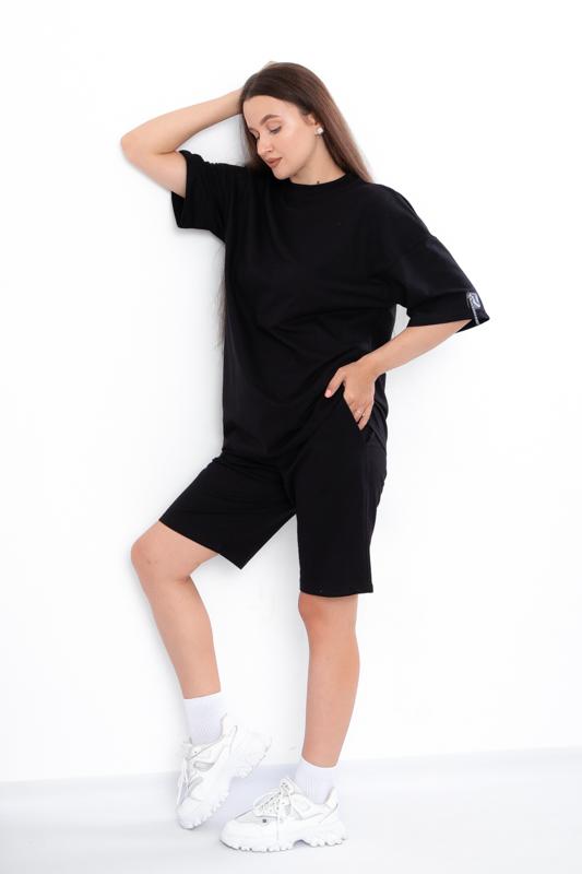Stylish Women’s Set – Oversized Tee with Drop Shoulders & Bermuda Shorts, Summer, 8400-057 HC