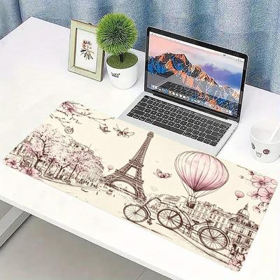 Deskmat Vintage Paris Cityscape Print Anti Slip Rubber Mousepad Stitched Edge Keyboard Pad For Pc Laptop Gaming Office Accessory