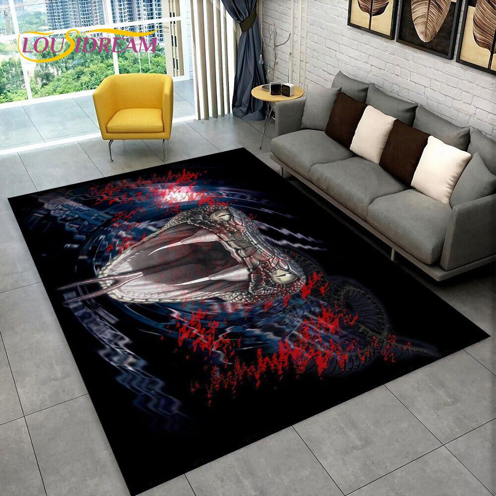 3D Gothic Horrible Snake Serpent Area Rug,Carpet for Home Living Room Bedroom Sofa Doormat Kitchen Decor,kids Non-slip Floor Mat