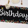 Colorful Polka Dot Pattern Decorative Table Runner, Happy Birthday Theme Polyester Table Flag, Birthday Party Table Ornament