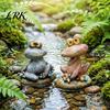 Outdoor Frog Figurine Garden Statue, Cartoon Figurine, Waterproof Resin Sunproof Decor Animal Sculpture for Yard Patio Lawn Natural Stone Look