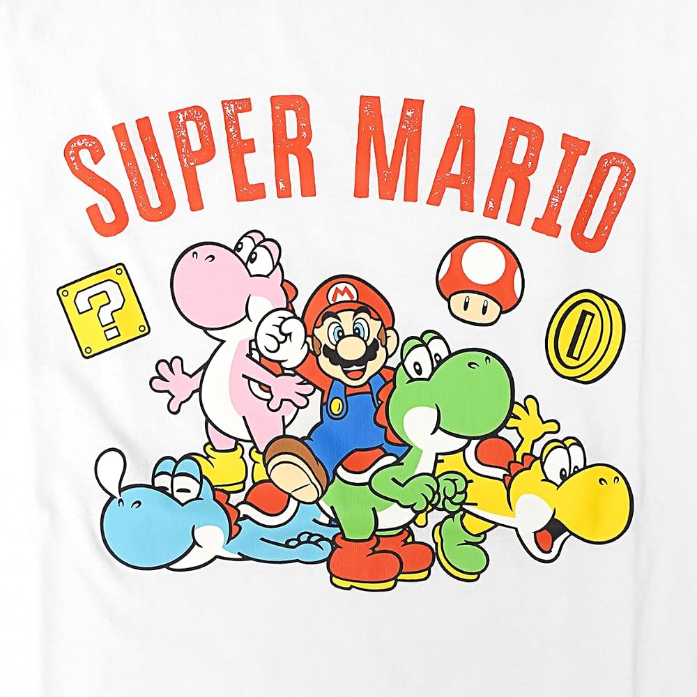 [Fine Plus] T-shirt Super Mario Colorful Yoshi Short Sleeve Merchandise Mario Yoshi