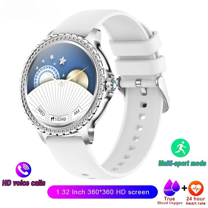 New Voice Calling Smart Watch Women 360*360 HD Display Diamond Strap Heart Rate Sports Ladies Fashion Waterproof Smartwatch