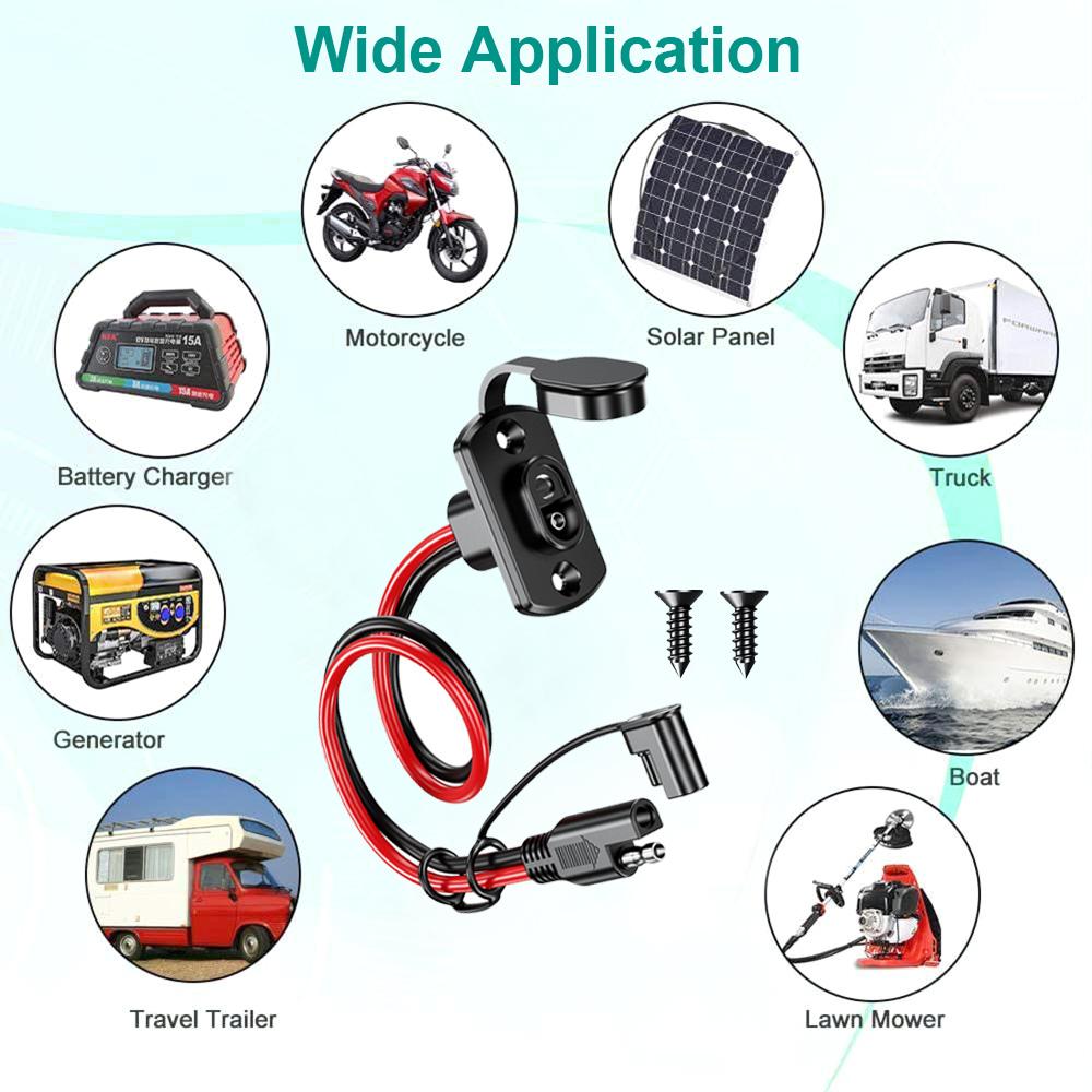 SAE Quick Connector Harness SAE Adapter Male Plug To Female Socket Cable 12AWG 30CM Extension Cable Waterproof