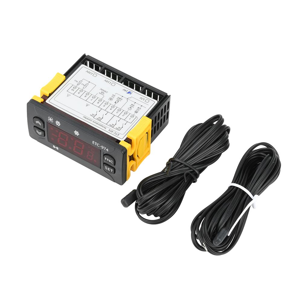 ETC-974 Controlador Digital de Temperatura Termostato de Microordenador Alarma de Refrigeración 12V 24V 110V 220V Sensor NTC