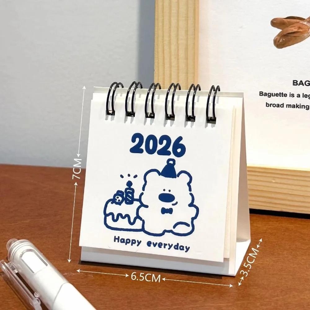 New Mini 2026 Desk Calendar Portable Cartoon Monthly Planner Schedule Planner Office School Supplies