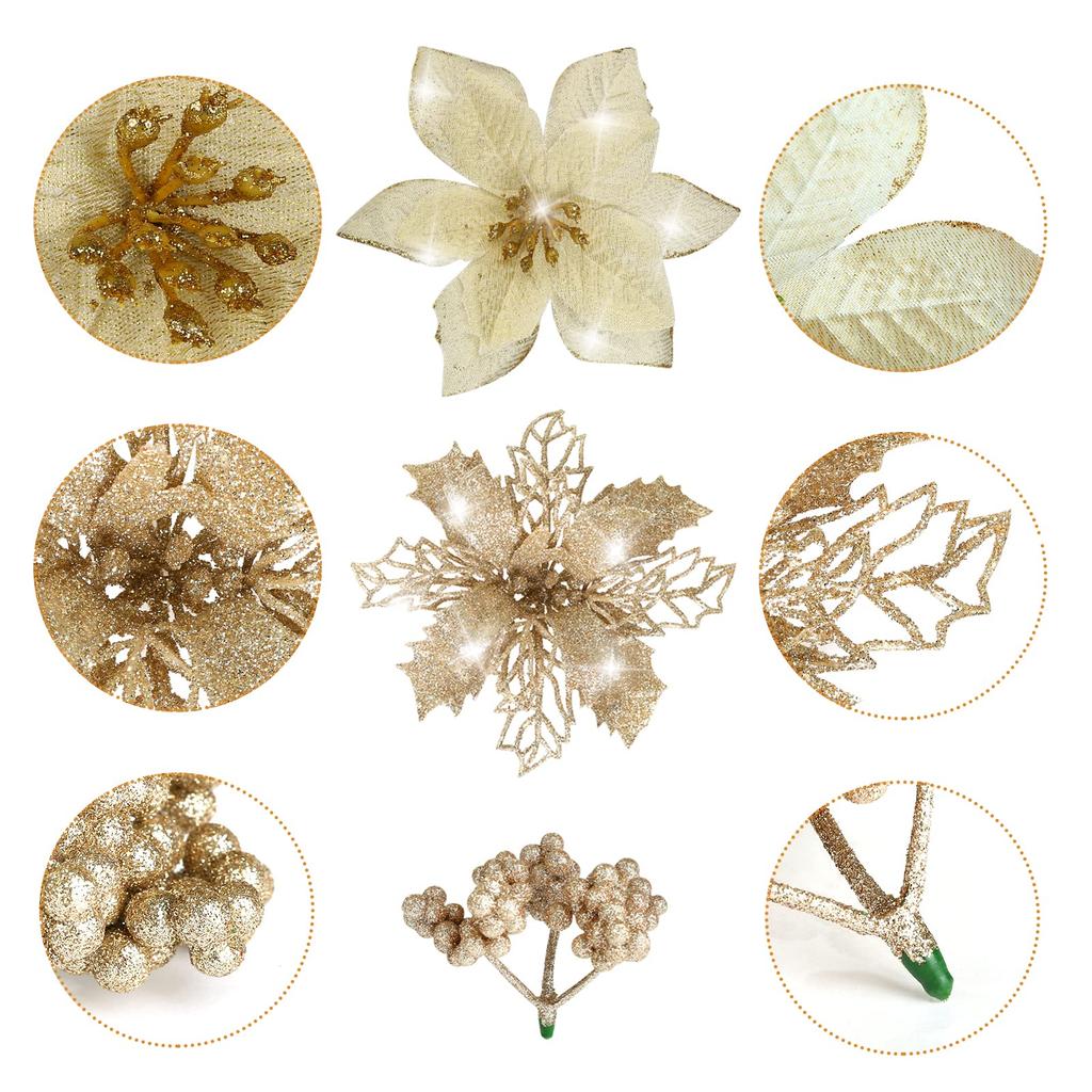 Ucouper Vánoční ozdoba na stromeček dekorace Umělé květiny Balení 30 ks vánočního věnce