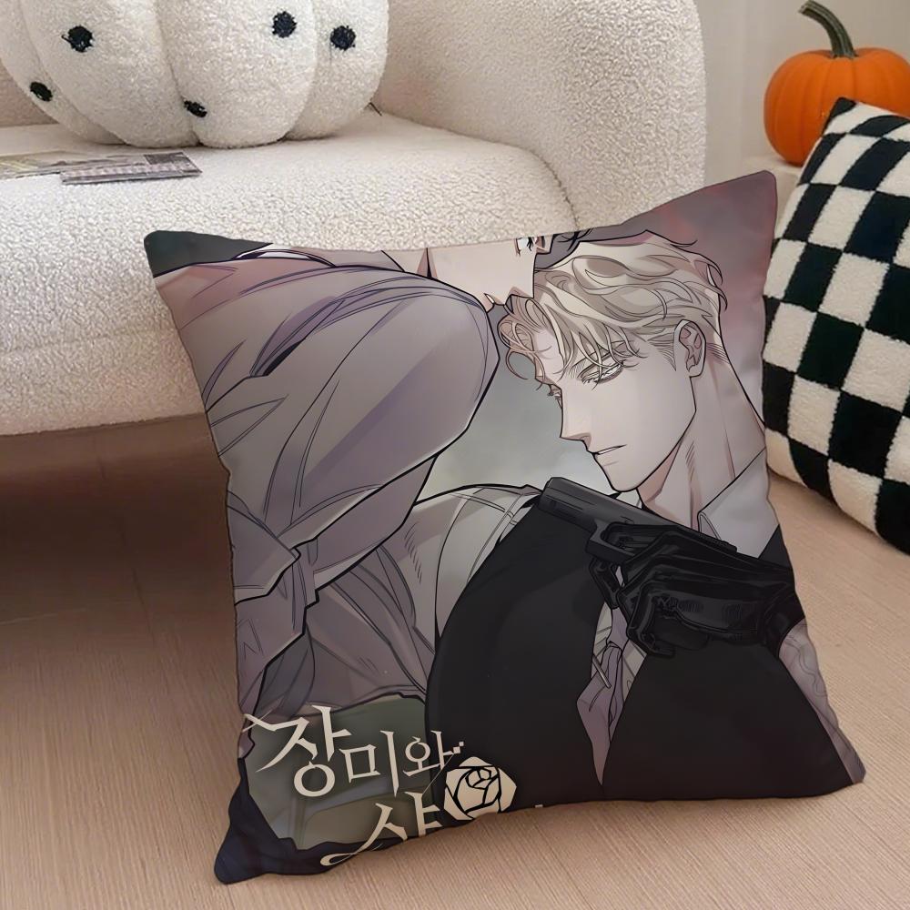 RRoses And Champagne Cushion Cover Linen Pillow Case Soft Breathable Protective Couch Room Decoration