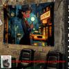 Banner - Night Market Detective Urban Adventure Art Print is suitable for home decoration birthday wedding bar and café events