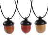 Pine Cone Acorn Wood Pendant Gawu Box Long Necklace Ebony Necklace Braided Rope Female Necklace