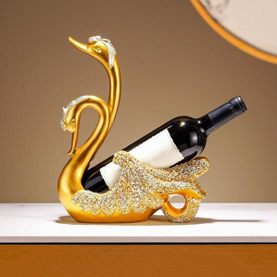 Schwan Weinflaschenhalter Harzkunst Weinregal für Tischplatte