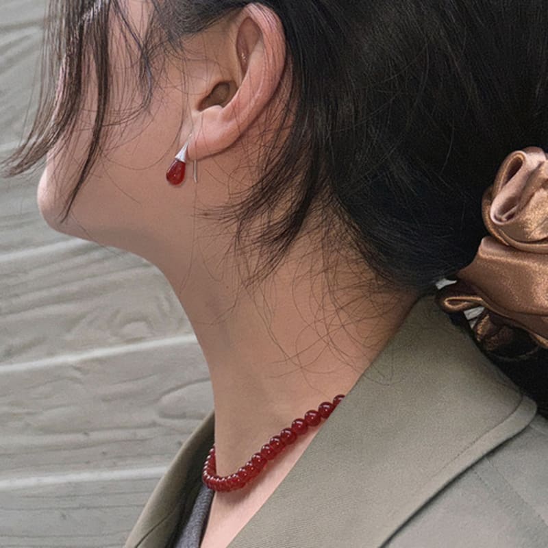 MARTA 925 Silver. Carnelian Necklace (6mm)