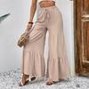 Women's New Summer Casual Elasticated Trousers High Waist Splicing Flared Trousers
