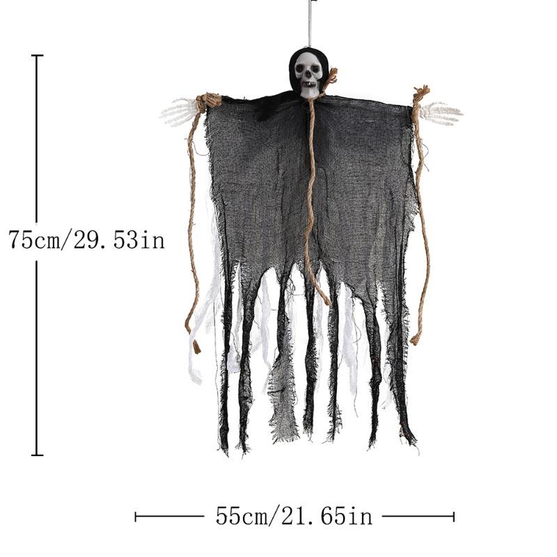 

Hanging Skeleton Ghosts,Scary Flying Ghost with Wizard Hat for Haunted House Decor, Patio Porch Skull Prop чёрный