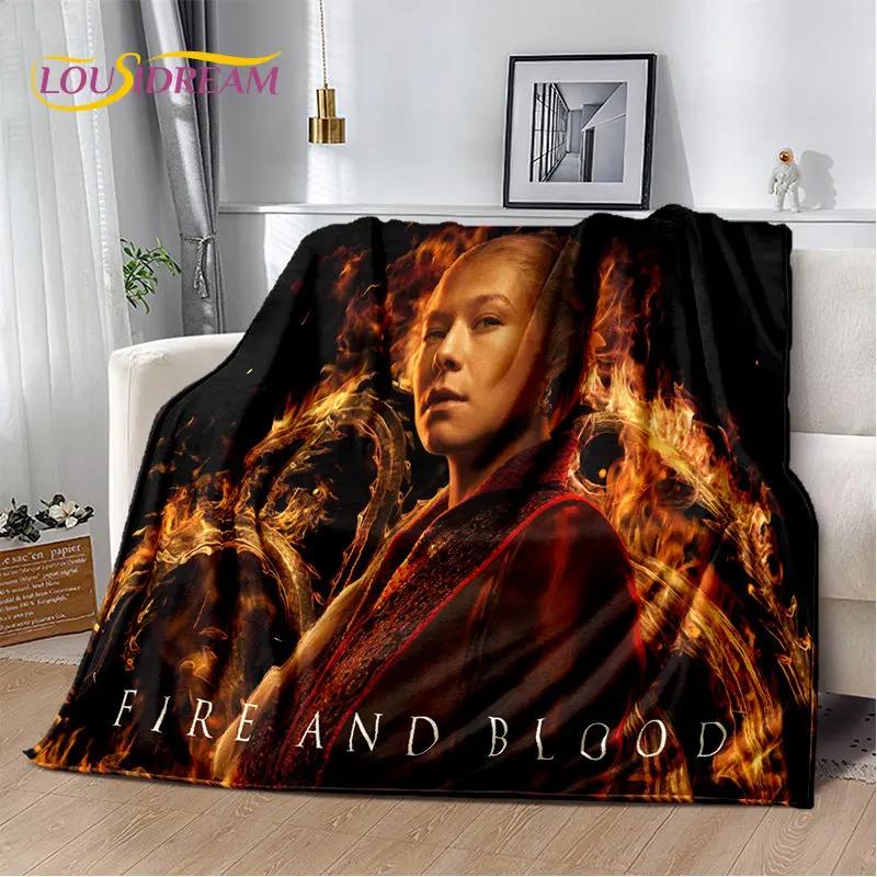 

House of The Dragon TV Movie Soft Plush Blanket,Flannel Blanket Throw Blanket for Living Room Bedroom Bed Sofa Picnic Cover Kids 75x90cm