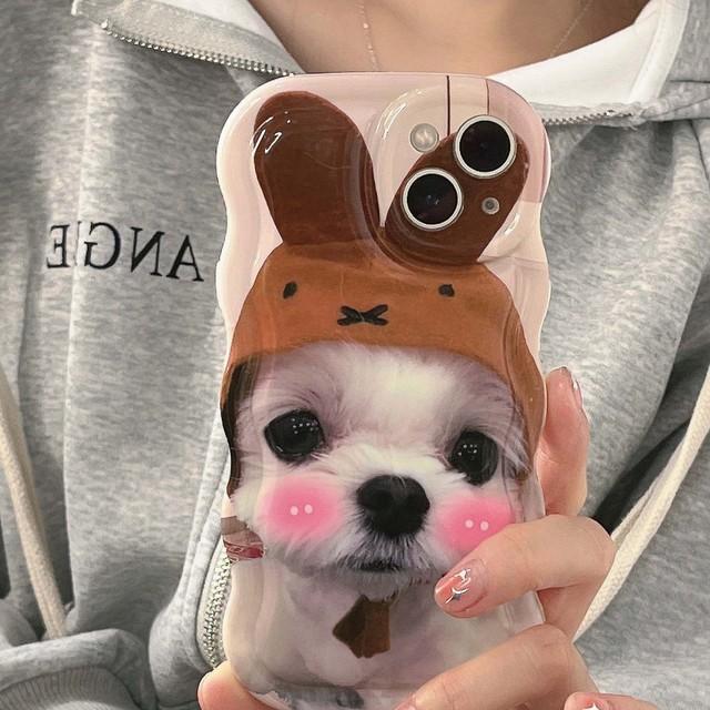 

Imd 2023 милый волнистый нескользящий плюшевый круглый браслет с собакой, чехол для телефона с мультяшным рисунком для Iphone 14 Pro Max 11 12 Promax 13promax, чехол в виде ракушки For iphone 13pro