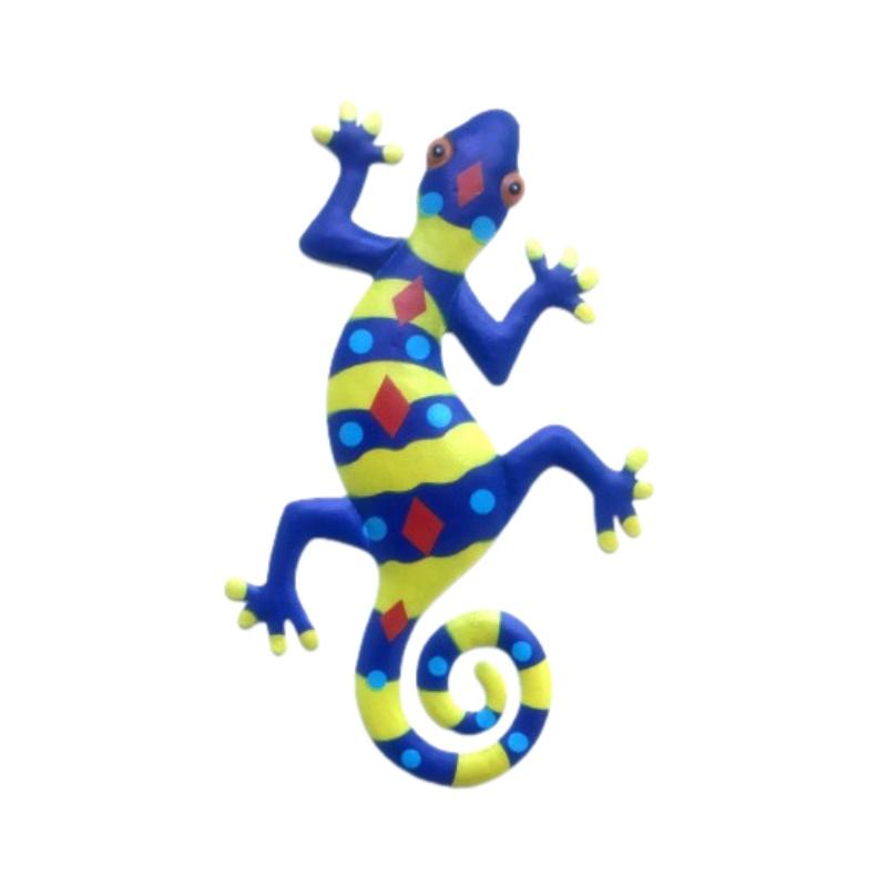 

Металлический декор на стену Геккон Разноцветная ящерица Подвесное изделие Украшение для дома сада Забор Blue Green