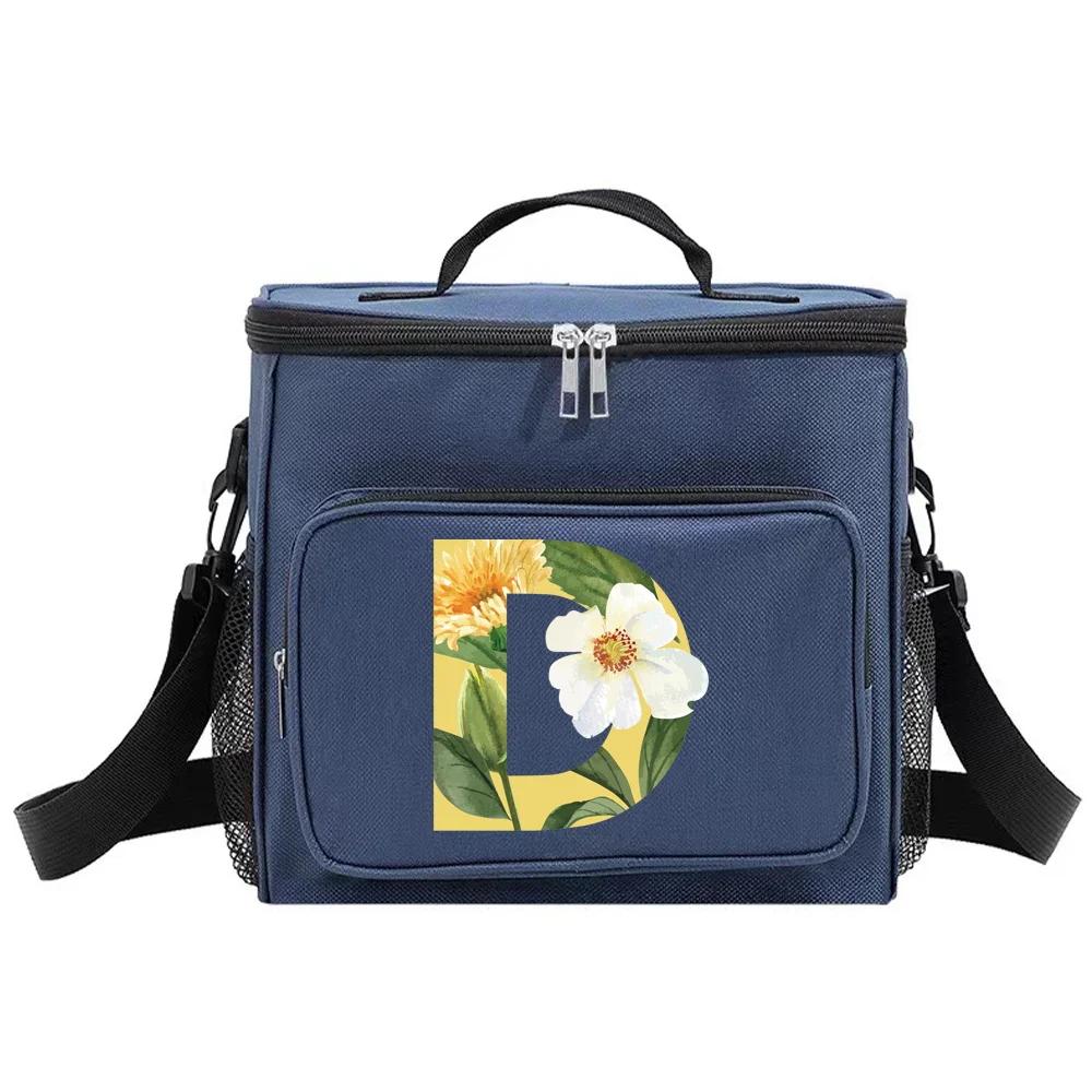 Lunch Bag Thermal Organizer Handbag Insulated Bags Cooler Box Camping Shoulder Storage Lunchbag for Men and Women Floral Series