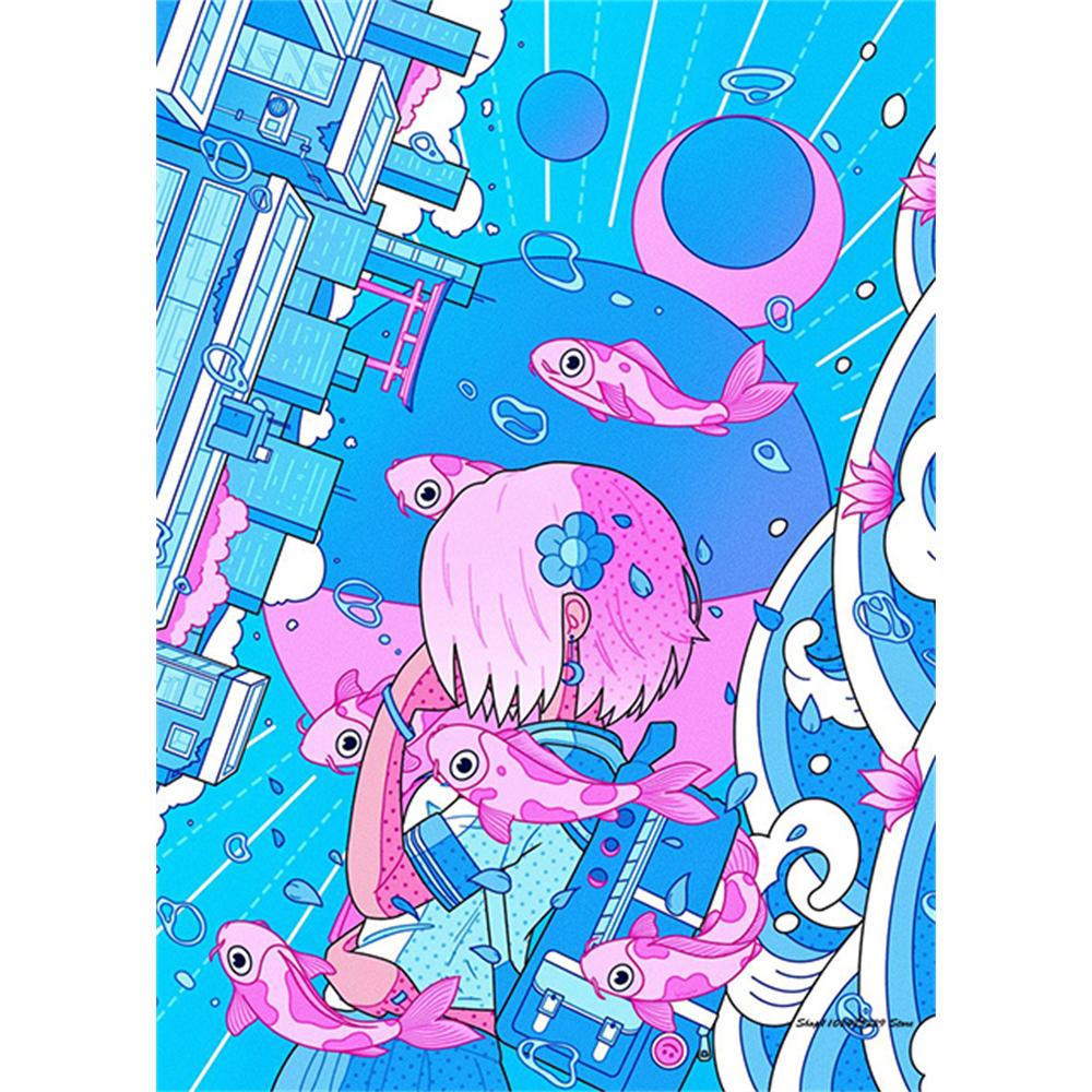 Diamond Painting Kit Modern Cartoon Girl 5D DIY Diamond Embroidery Cross Stitch Handmade Art Gift Crafts Home Decor Gift