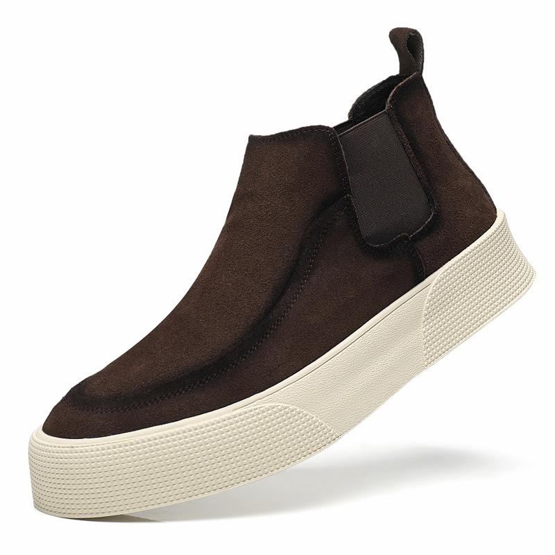 2025 New Cowhide Men's High-top Shoes Breathable and Warm Fashion Anti-velvet Leather Boots Casual Soft-soled Versatile Men's Leather Boots