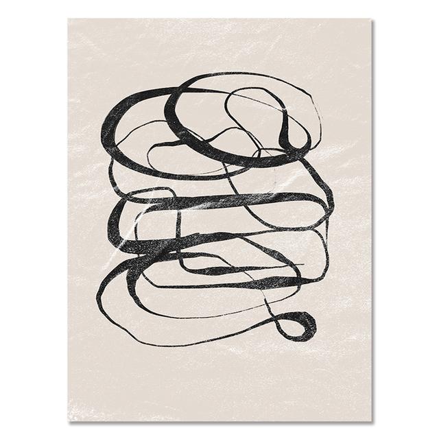 Nordic Abstract Geometry Pattern Canvas Painting Black Beige Wall Art Pictures Print Matisse Line Woman Poster Modern Home Decor