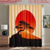 2D Flat Printing 2pcs Curtain Party Curtain Sunset Over Mount Fuji Digital Printed Polyester Drapes Festive Curtains Perfect for