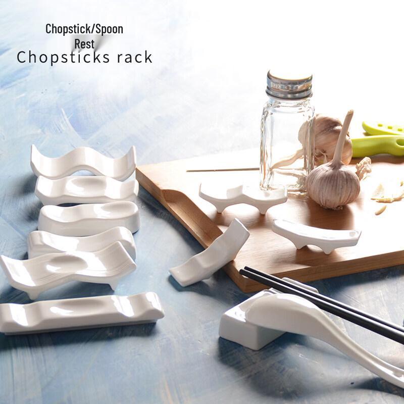 White Ceramic Chopstick & Spoon Rest