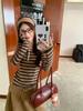 Women's Trendy Slim-Fit Striped Long-Sleeve T-Shirt for Autumn/Winter - Versatile Casual Inner Wear with Round Neck