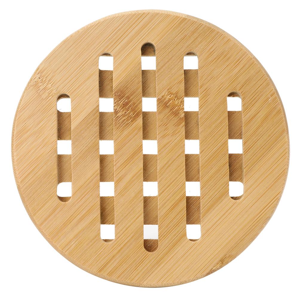 4 Stück Bambus Tischset Hitzebeständig Rutschfest Schüssel Tasse Wärmeisolieruntersetzer für Zuhause Küche(Runde Form )