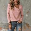 Women's Long Sleeve V-Neck Button Down Shirt for Fall and Winter