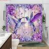 1Pc Vibrant Hummingbirds Floral Shower Curtain - With Hooks Waterproof Mildew Proof Easy Install Washable