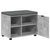 Hall Bench with Cushion Shelf and Door Concrete Grey 60 x 38 x 46 cm