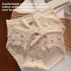 Ladies Spring and Autumn New Lace Cotton 10A Bacteriostatic Extended Crotch Mid Waist Triangle Briefs