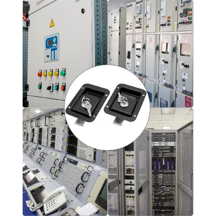 QWORK Stainless Steel Travel Trailer Lock, 2 Pack Heavy Duty Flush Mount Handle Latches, Keyed Alike Door Latch, Black