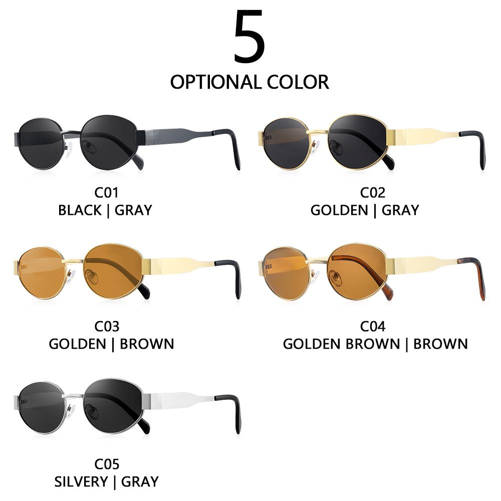New  Oval Sunglasses Women Personality Metal Small Round Fashion Glasses Beach Accessories Female Glasses Shades Uv400