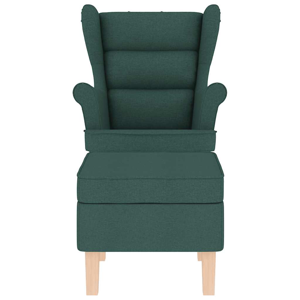 Rocking Chair with Footstool Dark Green Fabric