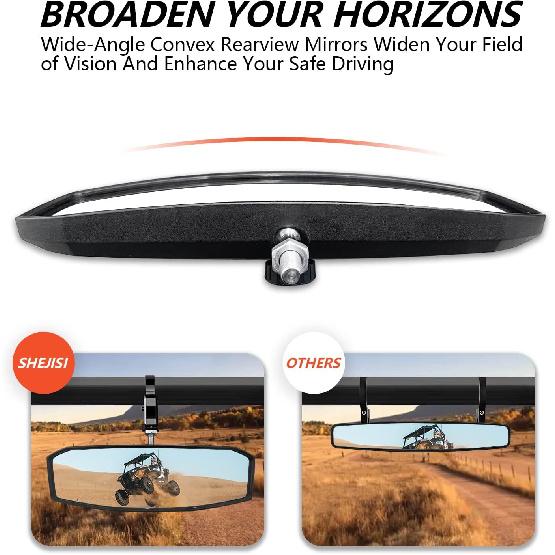 UTV Rearview Mirror For 1.5" To 2.0"Inch Roll Cage, New RZR Mirrors With Simple Adjustment Of Viewing Angle, Compatible With Polaris RZR, Can Am