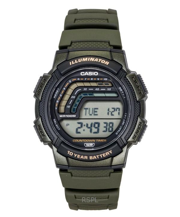 

Мужские кварцевые цифровые часы Casio с ремешком из смолы WS-1800-3AV 100M чёрный