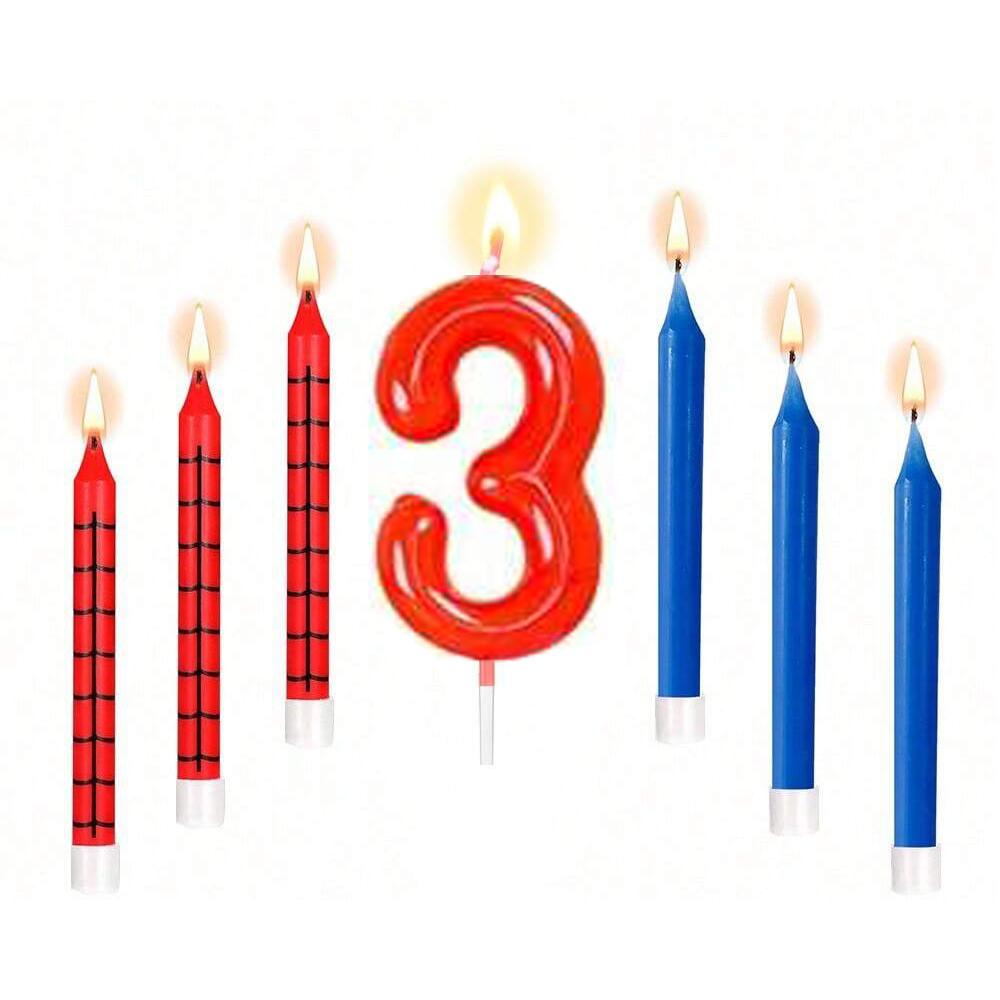 6 Spider Themed Birthday and Number 0-9 Candle Set Spider Themed Male and Female Birthday Decorations Candle Cake Top Cover Spid