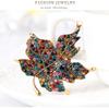Vintage Brooch Colorful Maple Leaf Pins for Women Wedding Rhinestone Metal Badges Jewelry