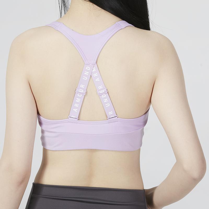 Under Armour Infinity Rib Solid Training Mid-Intensity Sports Bra Women Underwear Purple 1365772-566