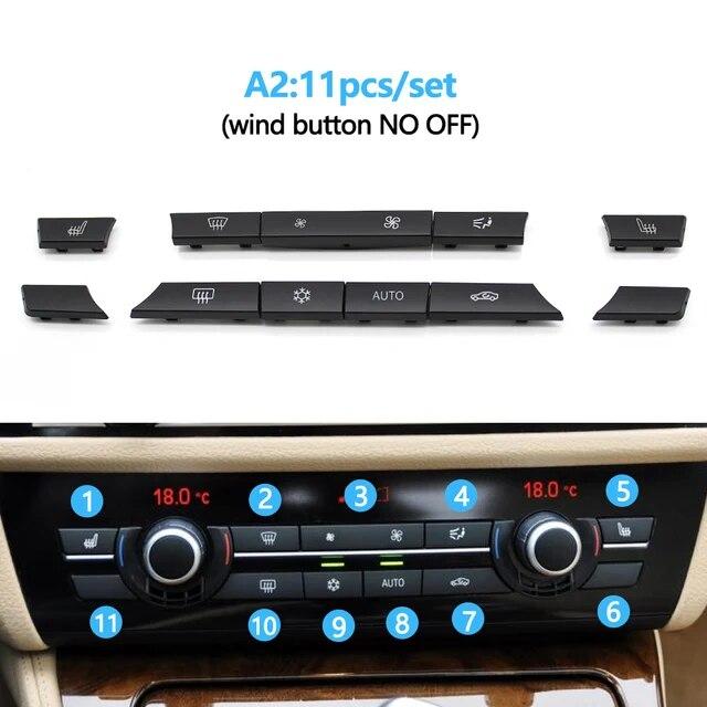 11/12/14pcs Dashboard Air Conditioner AC Button Heater Switch Cover For BMW 5 6 7 Series X5 X6 F10 F18 F06 F12 F01 F02 F15 F16