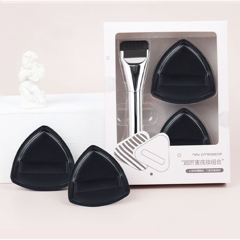 ZOREYA - Set of 3: Triangle Powder Puff + Makeup Brush
