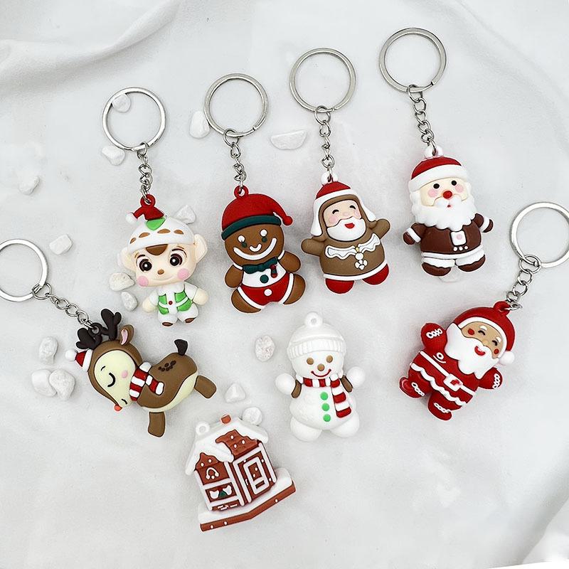 Christmas Resin Keychain Set - Festive Santa Tree Charms with Metal Hooks for Gifts Bags & Home Decor