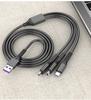 100W Transparent 3-in-1 Fast Charging Cable 6A for Android & Huawei - Braided Design