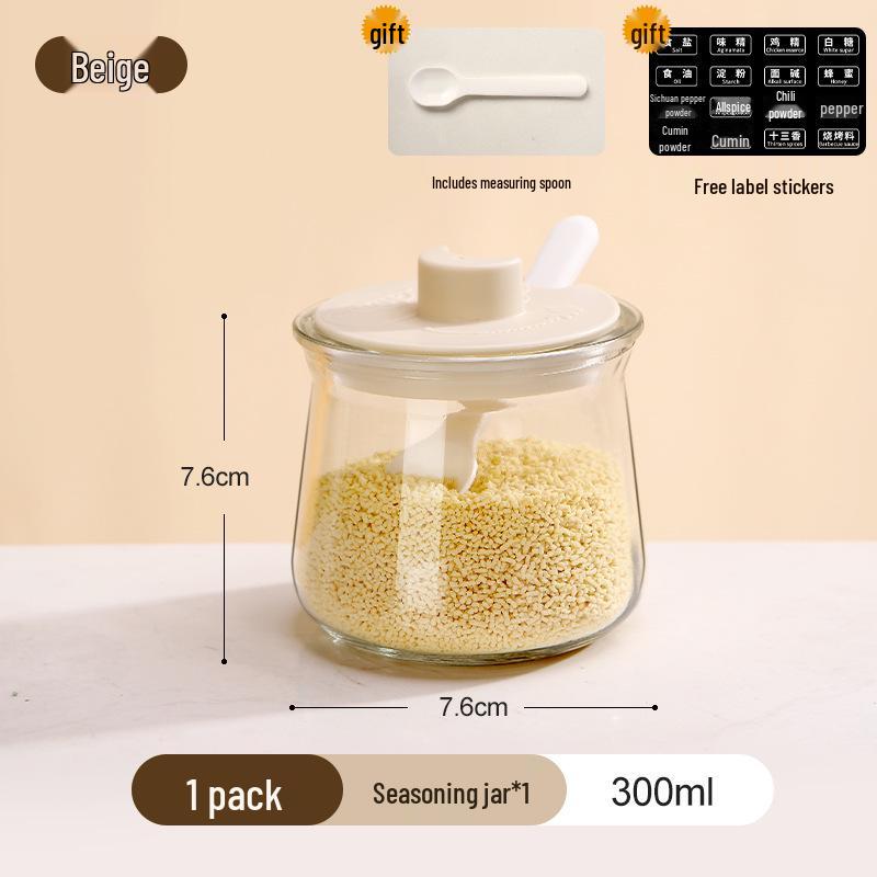 Elegant Glass Spice Jar Set with Lids - Sealed Kitchen Storage for Seasoning