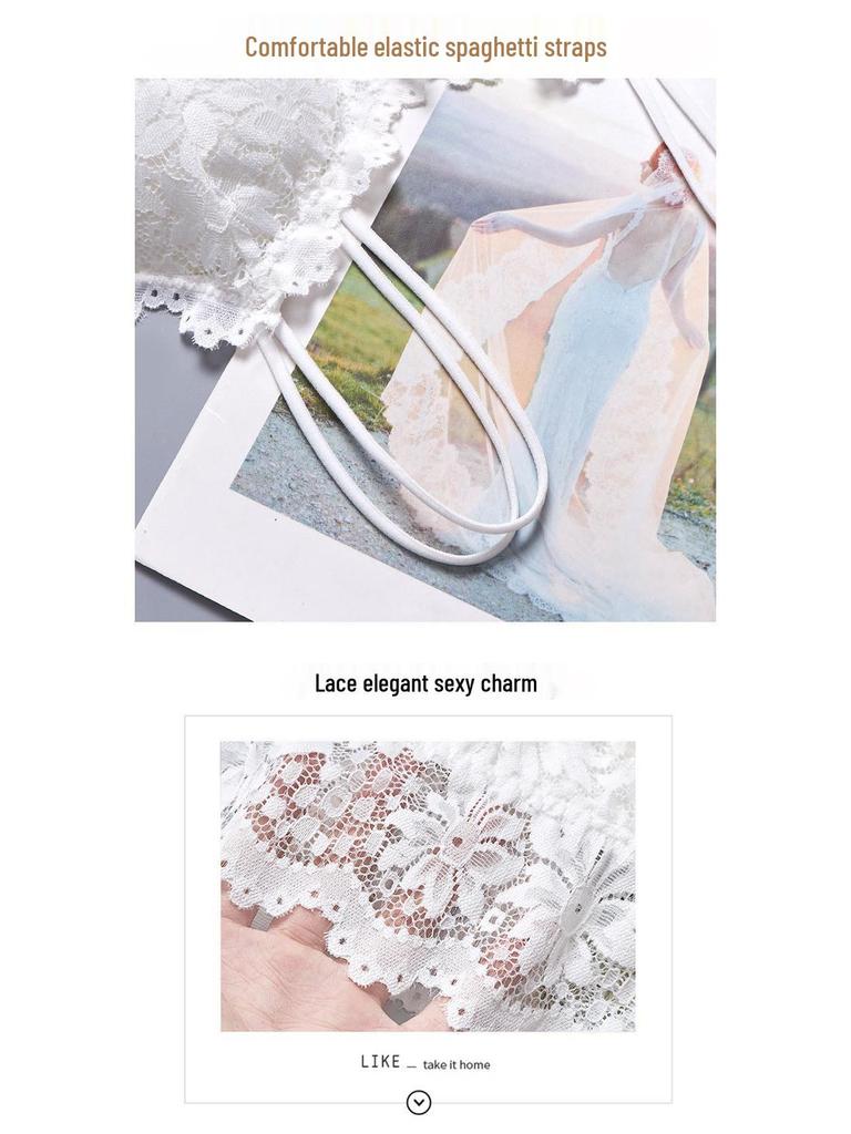 Women's Lace Racerback Tank Top with Chest Pads - Sexy Plus Size Bandeau Base Layer Thin Underwear