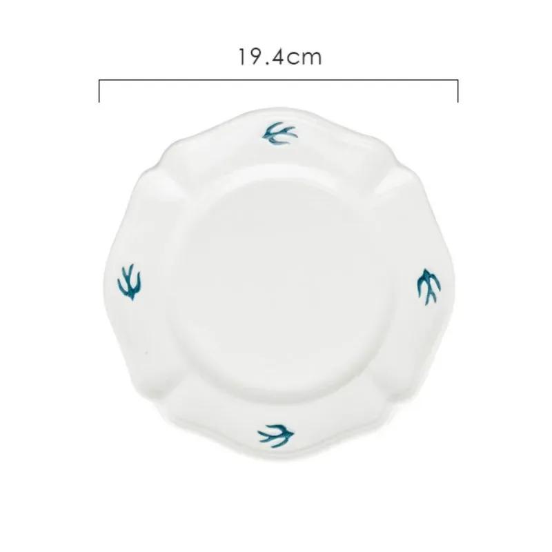 Relief Swallow Plate Simple Small Fresh Dessert Bird Dim Sum  Original Beige Household  Flat  Serving Platter