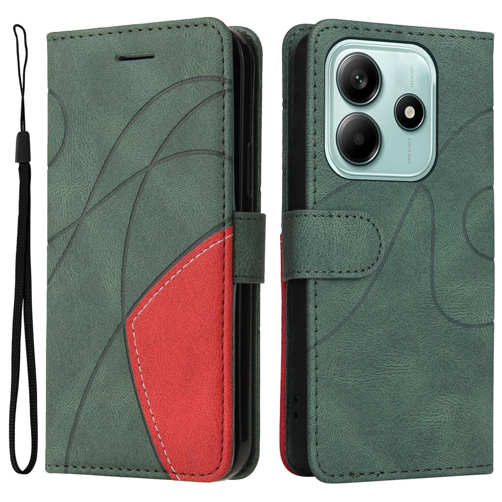 Für Xiaomi Redmi Note 14 5G Lederhülle Brieftasche Ständer Farbspleißung Handyhülle