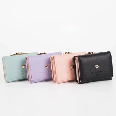 Neue Liebevolle Herz Kurze Brieftasche Einfache Schnalle Frauen Brieftasche Kleine Faltbare Geldbörse Multi-karte Slot Karte Halter Weibliche Clutch Tasche
